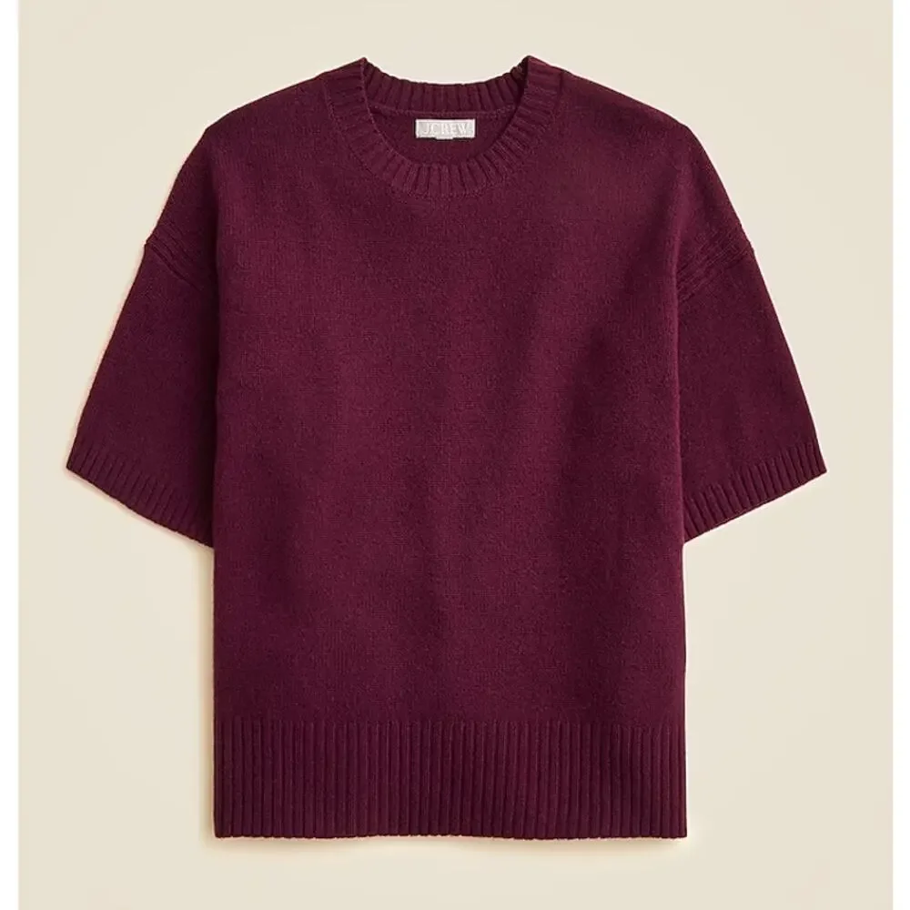 J. CREW Oversized Vintage Sweater Tee Darkstar Burgundy Wool Women's S